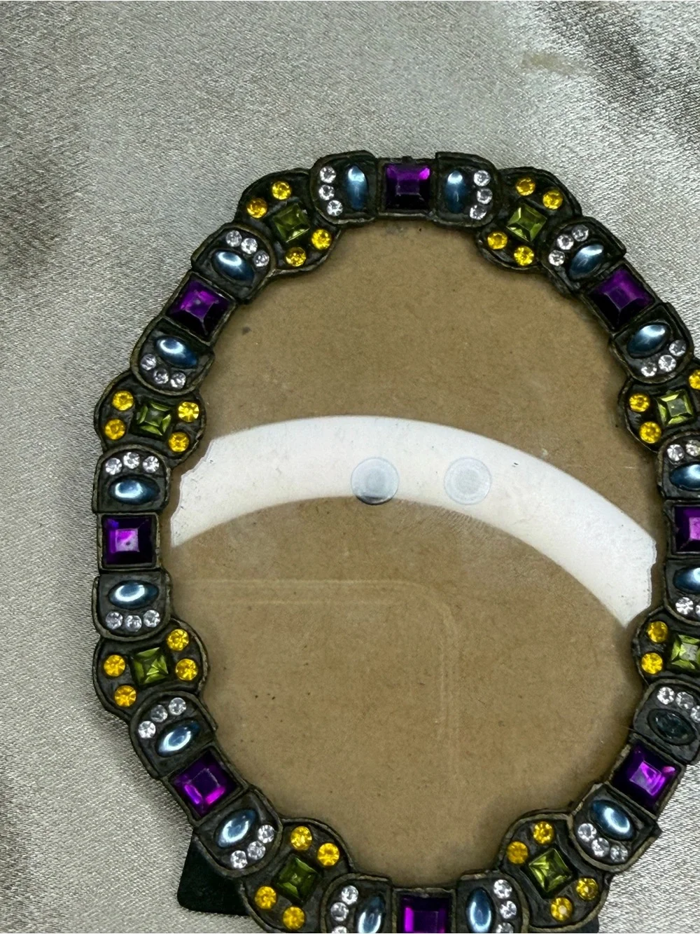 Pier 1 Imports Oval Mini 2.5 X 3.5” Jeweled Photo Picture Frame